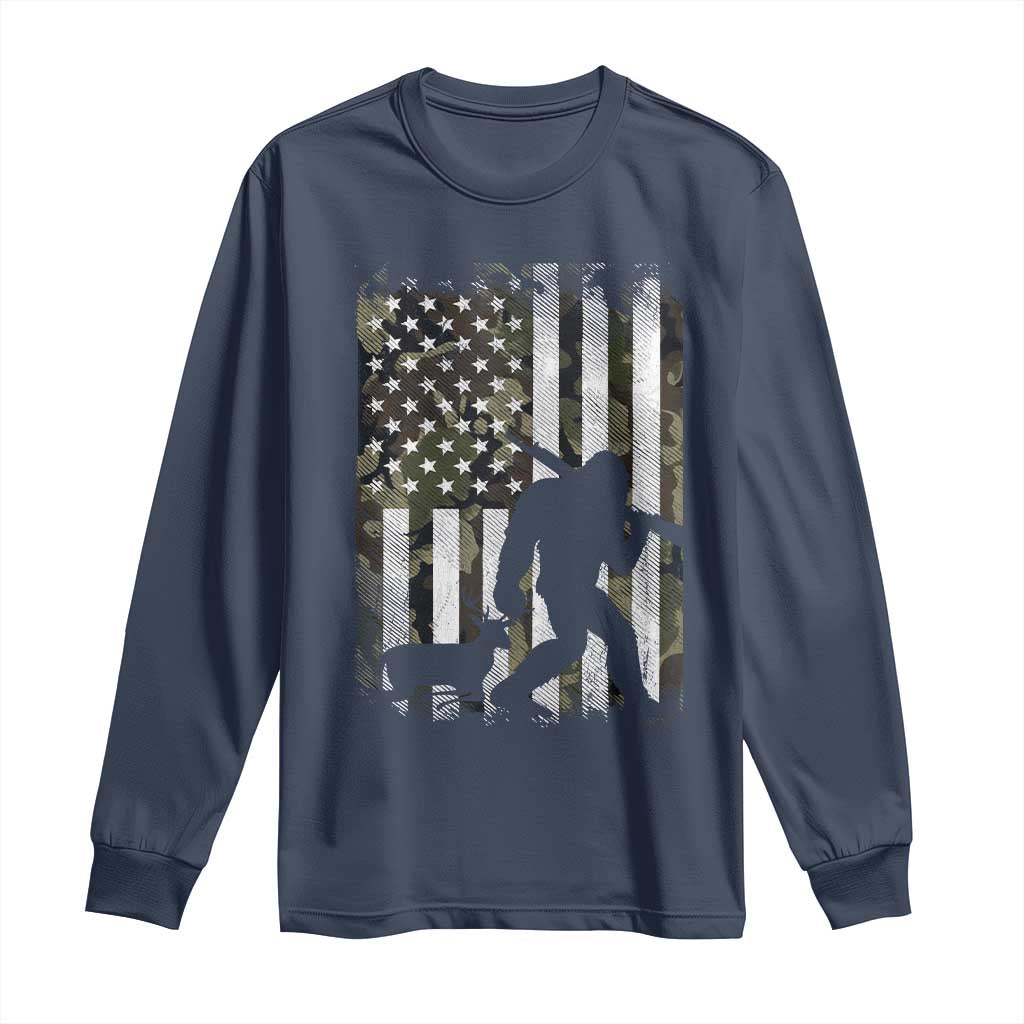 Bigfoot Deer Hunting Long Sleeve Shirt Camo US Flag Deer Elk Buck Hunting Hunter Dad