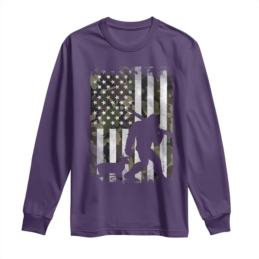 Bigfoot Deer Hunting Long Sleeve Shirt Camo US Flag Deer Elk Buck Hunting Hunter Dad