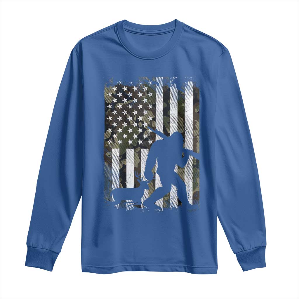 Bigfoot Deer Hunting Long Sleeve Shirt Camo US Flag Deer Elk Buck Hunting Hunter Dad