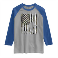 Bigfoot Deer Hunting Raglan Shirt Camo US Flag Deer Elk Buck Hunting Hunter Dad