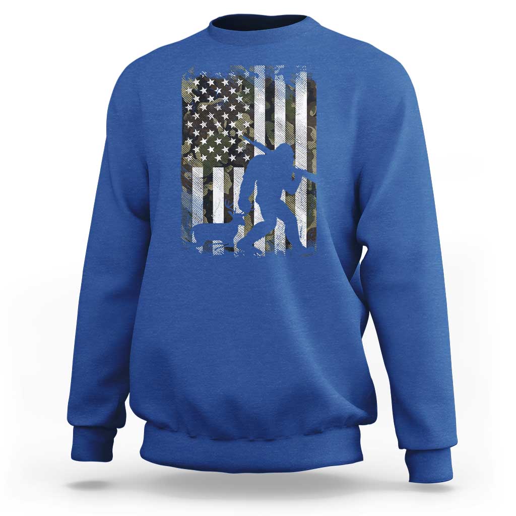 Bigfoot Deer Hunting Sweatshirt Camo US Flag Deer Elk Buck Hunting Hunter Dad