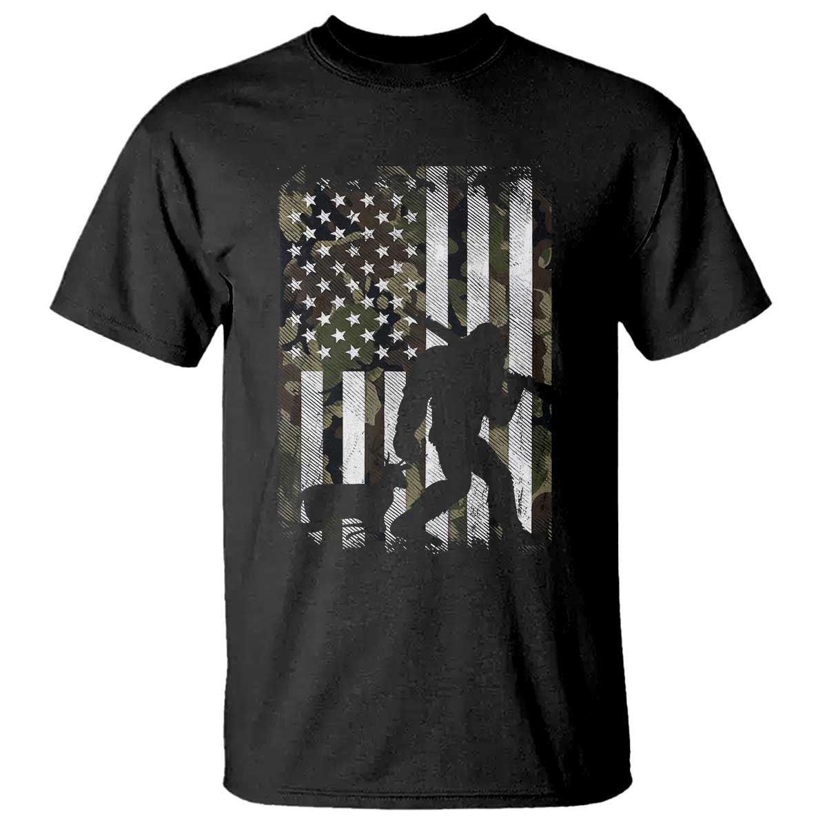 Bigfoot Deer Hunting T Shirt Camo US Flag Deer Elk Buck Hunting Hunter Dad