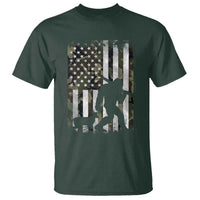 Bigfoot Deer Hunting T Shirt Camo US Flag Deer Elk Buck Hunting Hunter Dad
