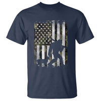 Bigfoot Deer Hunting T Shirt Camo US Flag Deer Elk Buck Hunting Hunter Dad