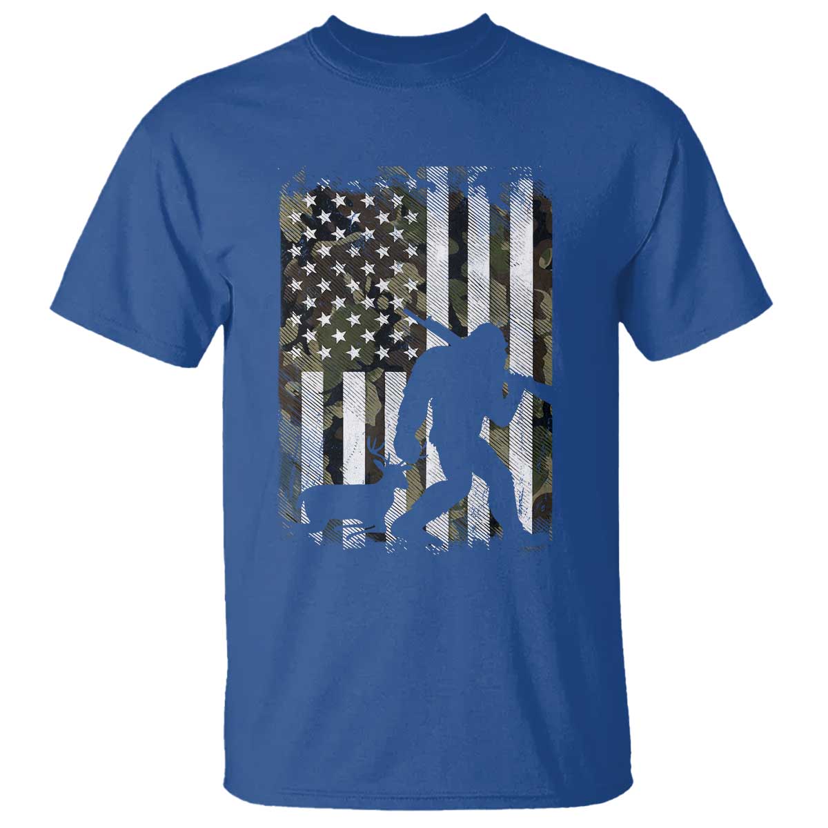 Bigfoot Deer Hunting T Shirt Camo US Flag Deer Elk Buck Hunting Hunter Dad