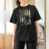 Bigfoot Deer Hunting T Shirt For Women Camo US Flag Deer Elk Buck Hunting Hunter Dad