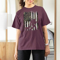 Bigfoot Deer Hunting T Shirt For Women Camo US Flag Deer Elk Buck Hunting Hunter Dad