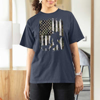 Bigfoot Deer Hunting T Shirt For Women Camo US Flag Deer Elk Buck Hunting Hunter Dad