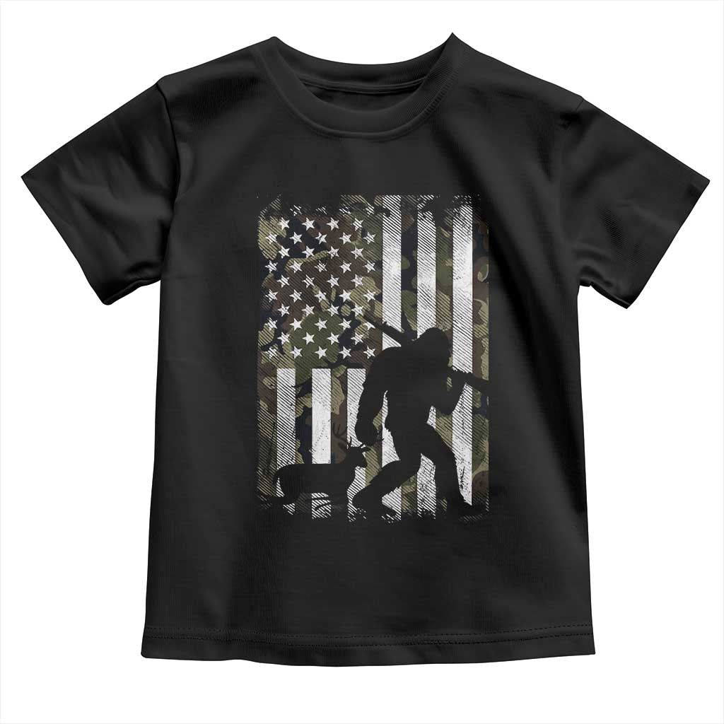 Bigfoot Deer Hunting Toddler T Shirt Camo US Flag Deer Elk Buck Hunting Hunter Dad