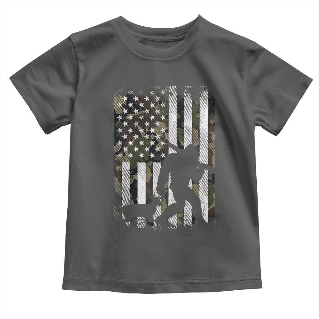 Bigfoot Deer Hunting Toddler T Shirt Camo US Flag Deer Elk Buck Hunting Hunter Dad