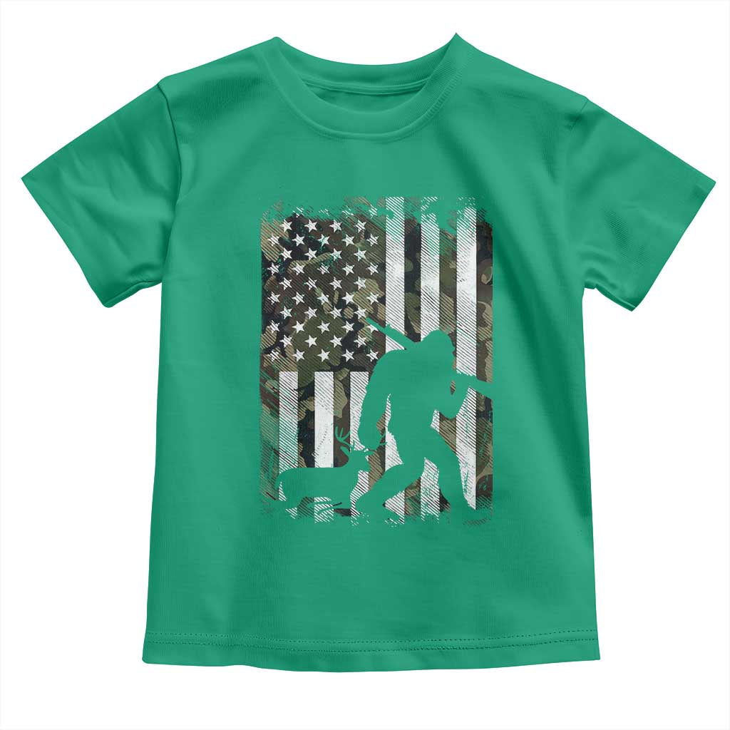 Bigfoot Deer Hunting Toddler T Shirt Camo US Flag Deer Elk Buck Hunting Hunter Dad