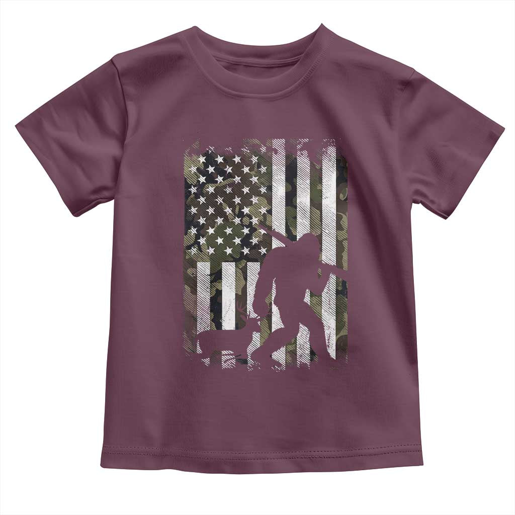 Bigfoot Deer Hunting Toddler T Shirt Camo US Flag Deer Elk Buck Hunting Hunter Dad