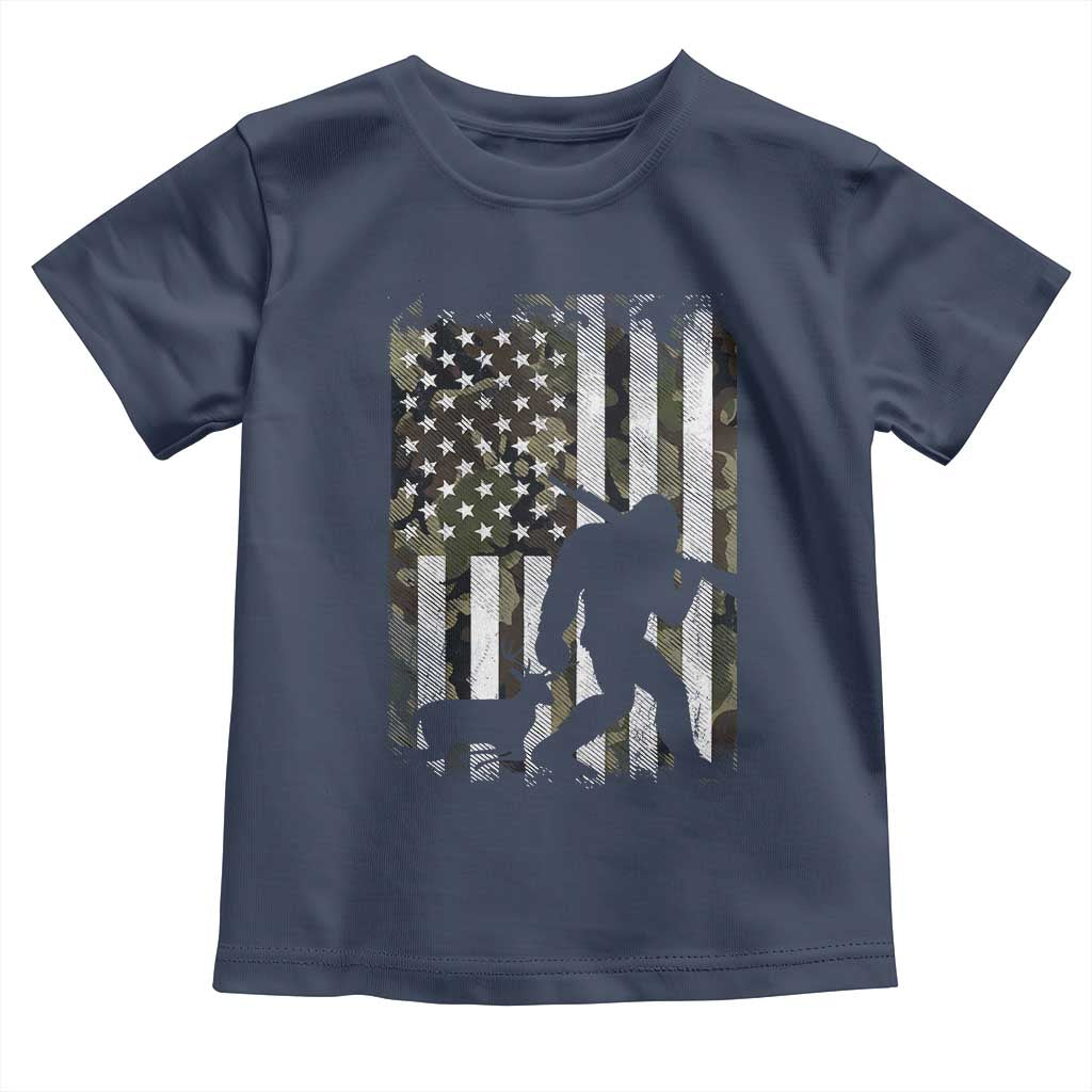Bigfoot Deer Hunting Toddler T Shirt Camo US Flag Deer Elk Buck Hunting Hunter Dad