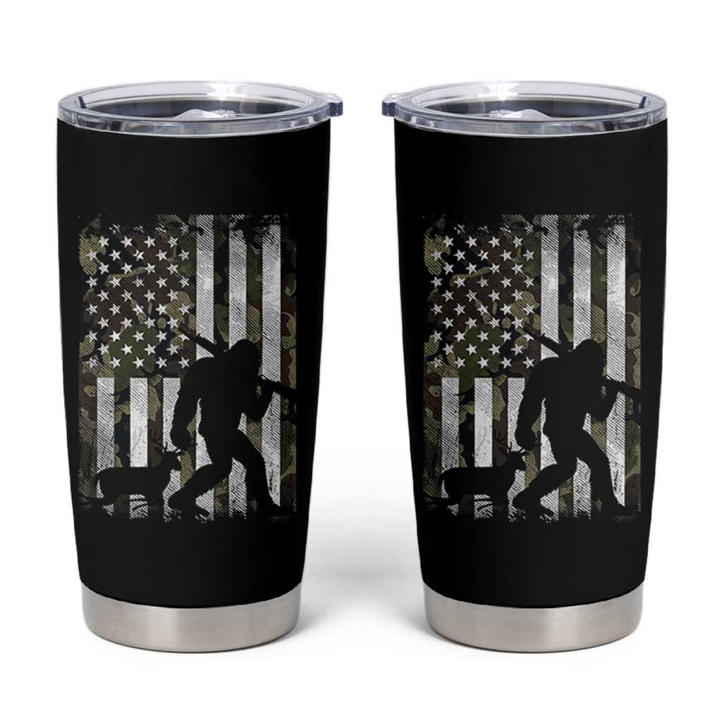 Bigfoot Deer Hunting Tumbler Cup Camo US Flag Deer Elk Buck Hunting Hunter Dad