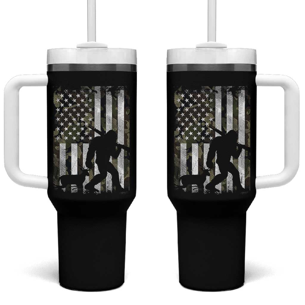 Bigfoot Deer Hunting Tumbler With Handle Camo US Flag Deer Elk Buck Hunting Hunter Dad