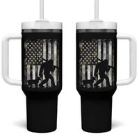 Bigfoot Deer Hunting Tumbler With Handle Camo US Flag Deer Elk Buck Hunting Hunter Dad