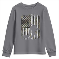 Bigfoot Deer Hunting Youth Sweatshirt Camo US Flag Deer Elk Buck Hunting Hunter Dad