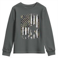 Bigfoot Deer Hunting Youth Sweatshirt Camo US Flag Deer Elk Buck Hunting Hunter Dad