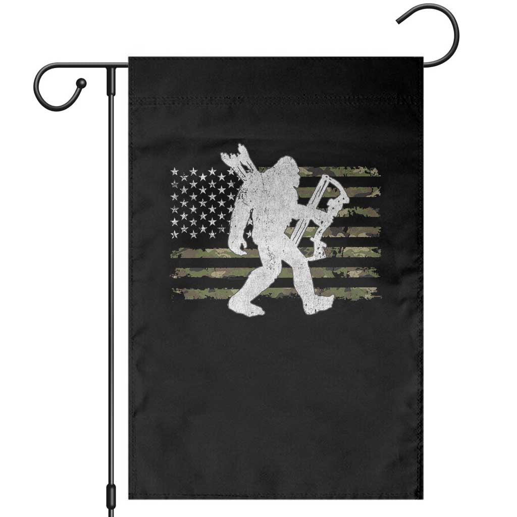 Bow Hunting Archer Bigfoot Garden Flag Sasquatch Camo US Flag Hunter Dad