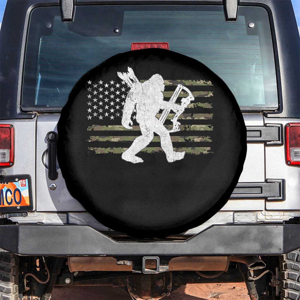 Bow Hunting Archer Bigfoot Spare Tire Cover Sasquatch Camo US Flag Hunter Dad