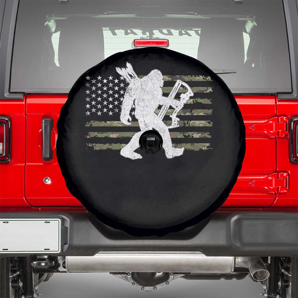 Bow Hunting Archer Bigfoot Spare Tire Cover Sasquatch Camo US Flag Hunter Dad
