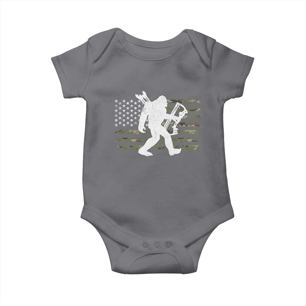 Bow Hunting Archer Bigfoot Baby Onesie Sasquatch Camo US Flag Hunter Dad