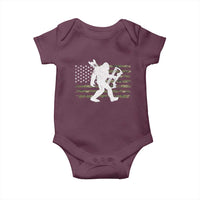 Bow Hunting Archer Bigfoot Baby Onesie Sasquatch Camo US Flag Hunter Dad