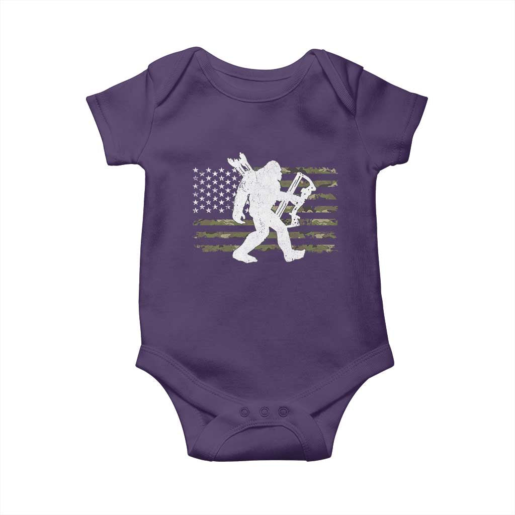 Bow Hunting Archer Bigfoot Baby Onesie Sasquatch Camo US Flag Hunter Dad