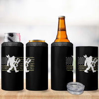 Bow Hunting Archer Bigfoot 4 in 1 Can Cooler Tumbler Sasquatch Camo US Flag Hunter Dad