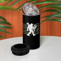 Bow Hunting Archer Bigfoot 4 in 1 Can Cooler Tumbler Sasquatch Camo US Flag Hunter Dad