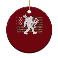 Bow Hunting Archer Bigfoot Ceramic Ornament Sasquatch Camo US Flag Hunter Dad