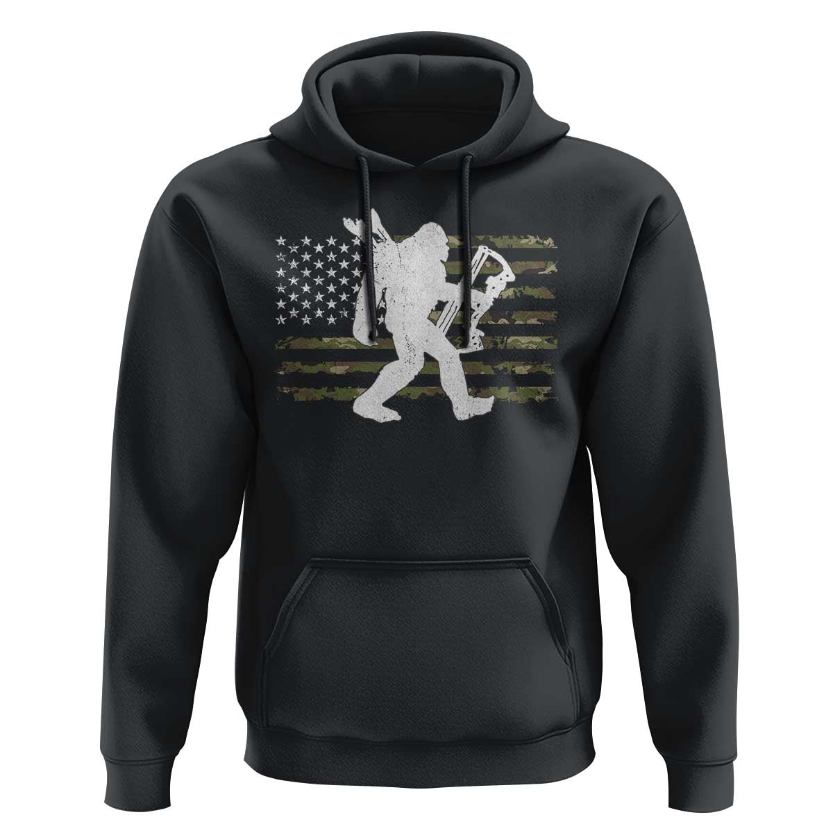 Bow Hunting Archer Bigfoot Hoodie Sasquatch Camo US Flag Hunter Dad