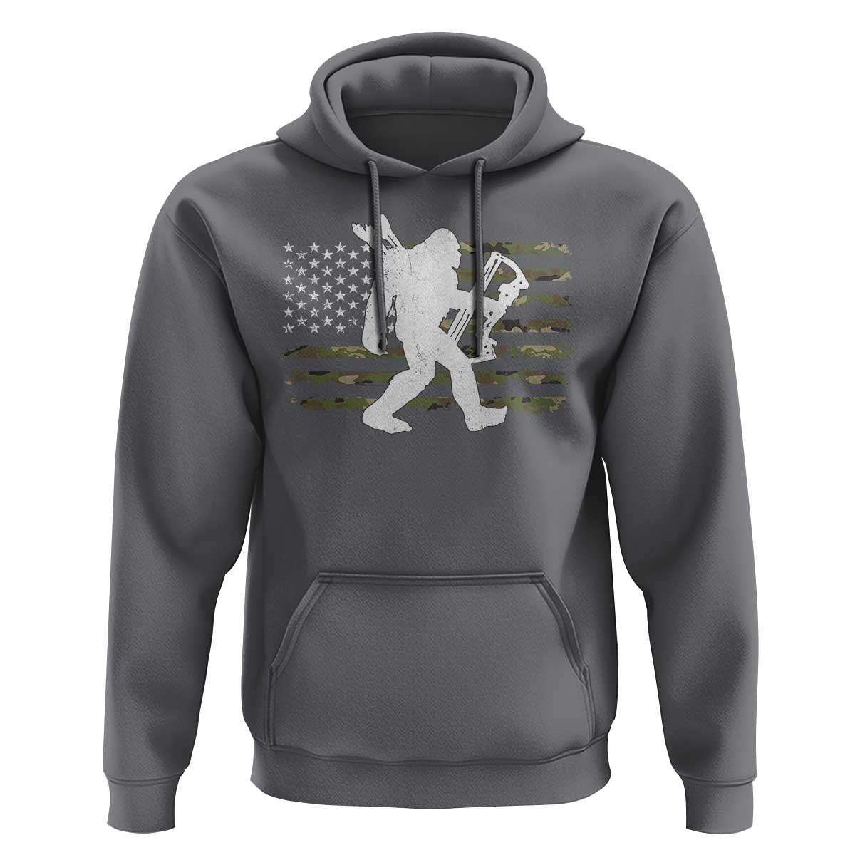 Bow Hunting Archer Bigfoot Hoodie Sasquatch Camo US Flag Hunter Dad