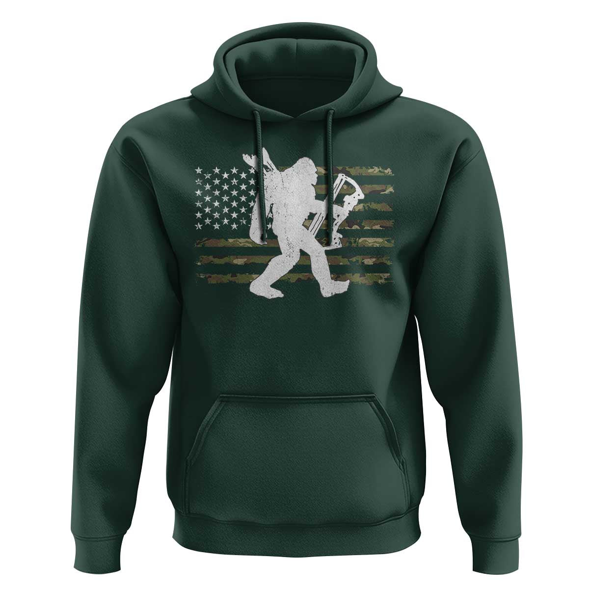 Bow Hunting Archer Bigfoot Hoodie Sasquatch Camo US Flag Hunter Dad