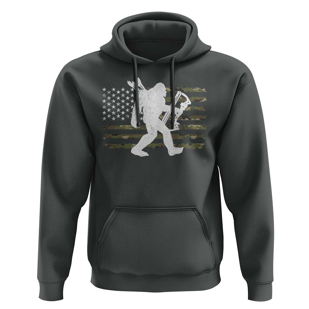 Bow Hunting Archer Bigfoot Hoodie Sasquatch Camo US Flag Hunter Dad