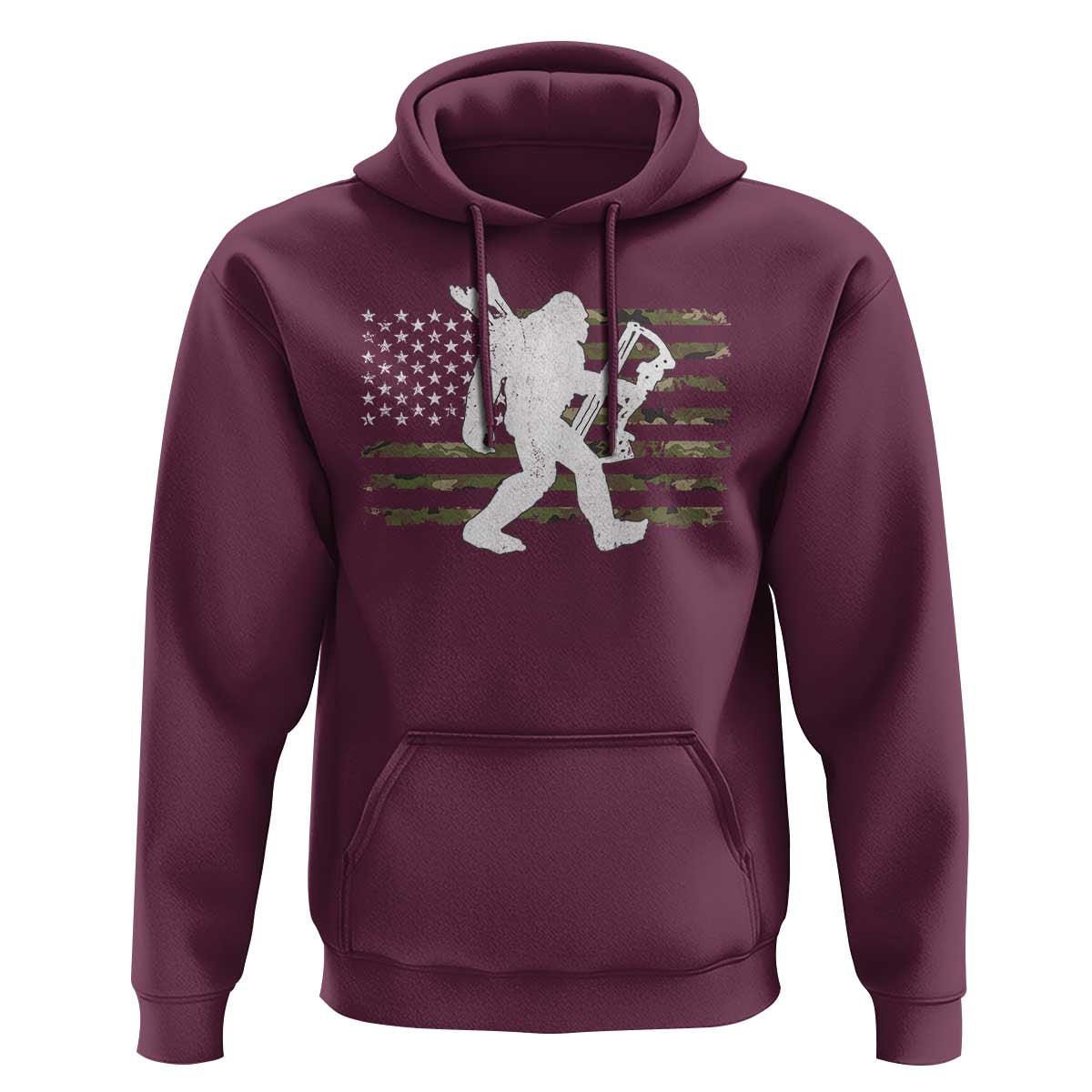Bow Hunting Archer Bigfoot Hoodie Sasquatch Camo US Flag Hunter Dad