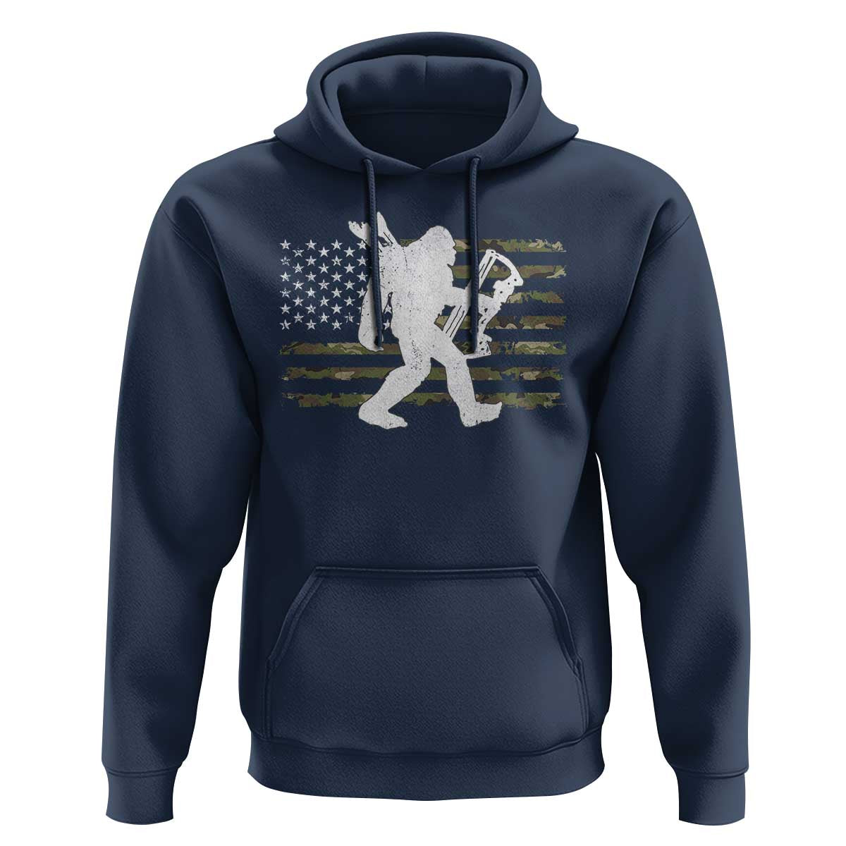 Bow Hunting Archer Bigfoot Hoodie Sasquatch Camo US Flag Hunter Dad