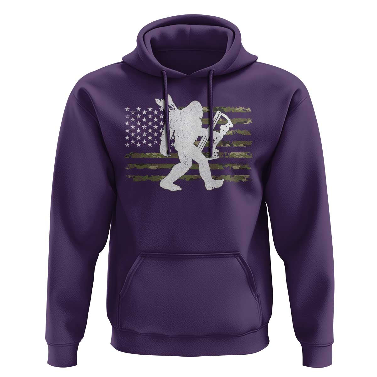 Bow Hunting Archer Bigfoot Hoodie Sasquatch Camo US Flag Hunter Dad