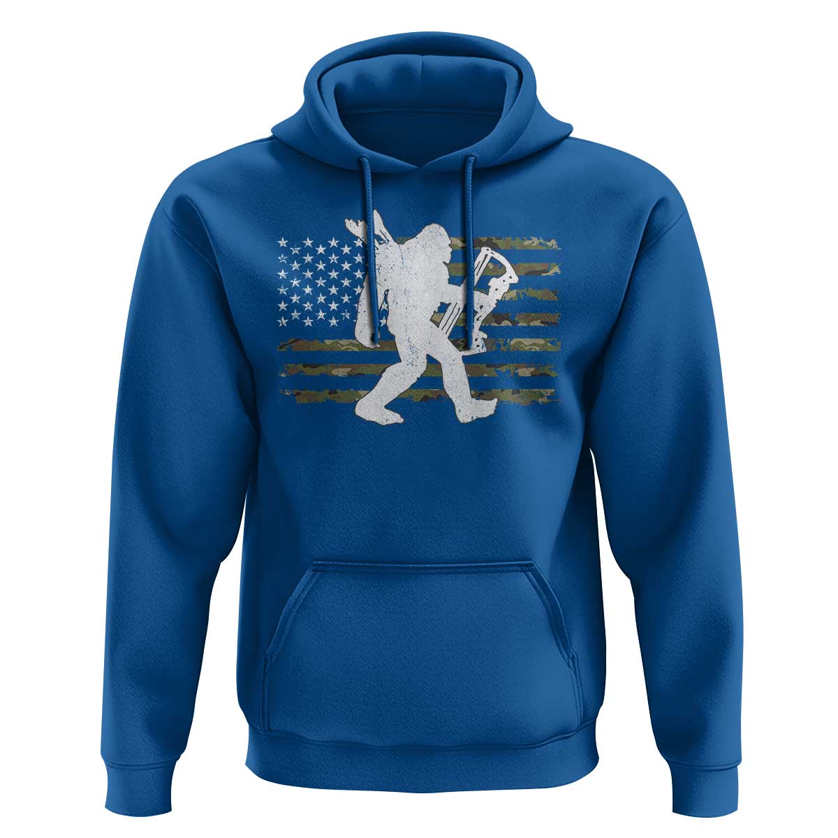 Bow Hunting Archer Bigfoot Hoodie Sasquatch Camo US Flag Hunter Dad