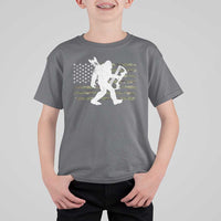 Bow Hunting Archer Bigfoot T Shirt For Kid Sasquatch Camo US Flag Hunter Dad