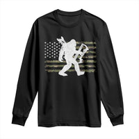 Bow Hunting Archer Bigfoot Long Sleeve Shirt Sasquatch Camo US Flag Hunter Dad