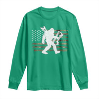 Bow Hunting Archer Bigfoot Long Sleeve Shirt Sasquatch Camo US Flag Hunter Dad