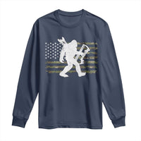 Bow Hunting Archer Bigfoot Long Sleeve Shirt Sasquatch Camo US Flag Hunter Dad