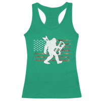 Bow Hunting Archer Bigfoot Racerback Tank Top Sasquatch Camo US Flag Hunter Dad