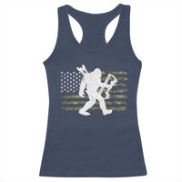 Bow Hunting Archer Bigfoot Racerback Tank Top Sasquatch Camo US Flag Hunter Dad