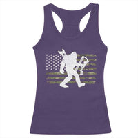 Bow Hunting Archer Bigfoot Racerback Tank Top Sasquatch Camo US Flag Hunter Dad
