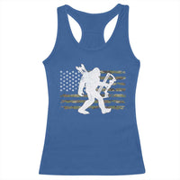 Bow Hunting Archer Bigfoot Racerback Tank Top Sasquatch Camo US Flag Hunter Dad