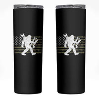 Bow Hunting Archer Bigfoot Skinny Tumbler Sasquatch Camo US Flag Hunter Dad
