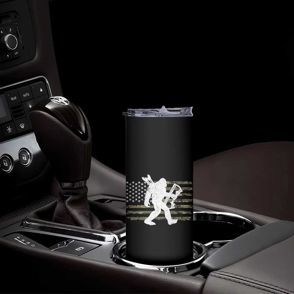 Bow Hunting Archer Bigfoot Skinny Tumbler Sasquatch Camo US Flag Hunter Dad