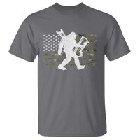 Bow Hunting Archer Bigfoot T Shirt Sasquatch Camo US Flag Hunter Dad